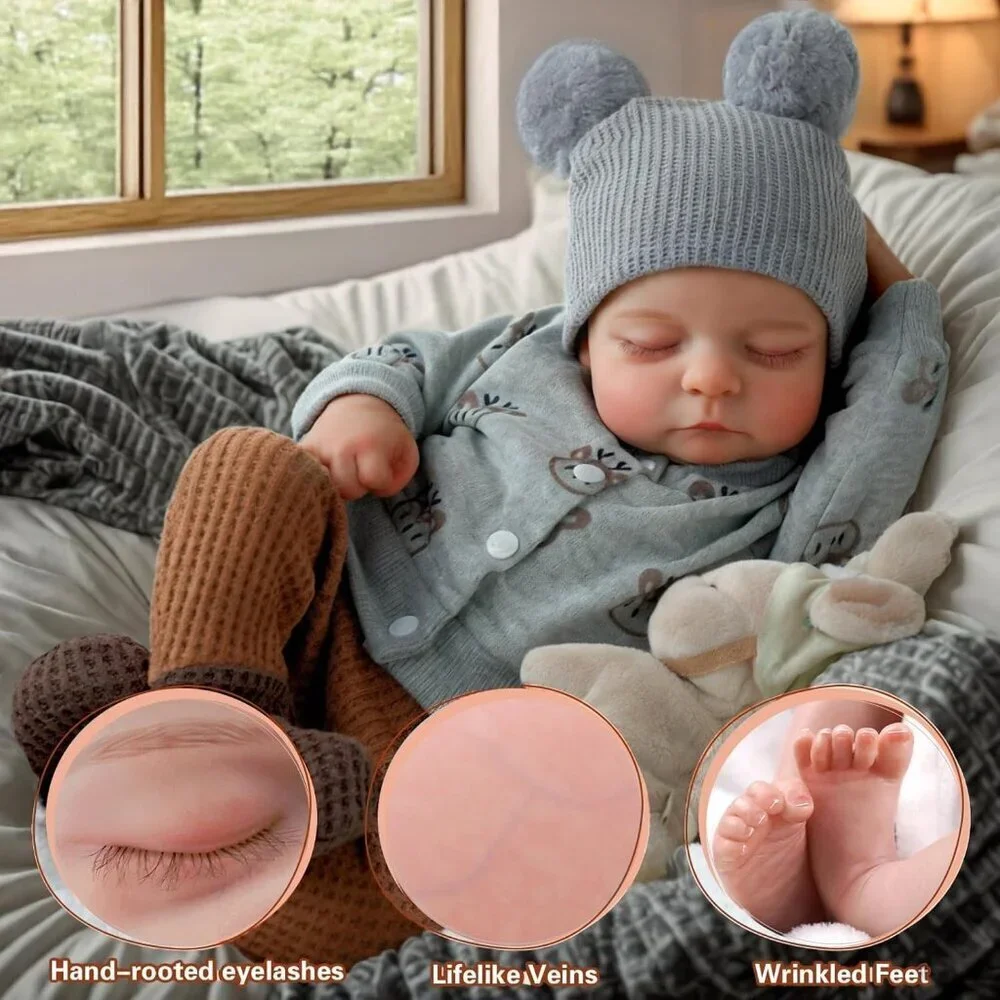 Lifelike Reborn Baby Dolls Silicone Full Body Boy 17 Inch Soft Body Newborn